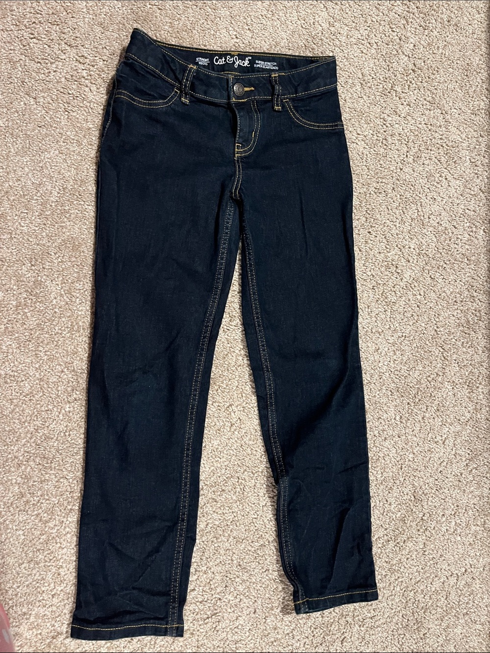 Cat & Jack Girl's Dark Blue Straight Jeans Super Stretch Size7